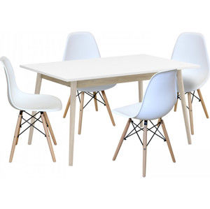 Idea Jídelní stůl NATURE + 4 židle UNO bílé
