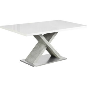Tempo Kondela Jídelní stůl FARNEL - bílá s vysokým leskem HG / beton + kupón KONDELA10 na okamžitou slevu 3% (kupón uplatníte v košíku)