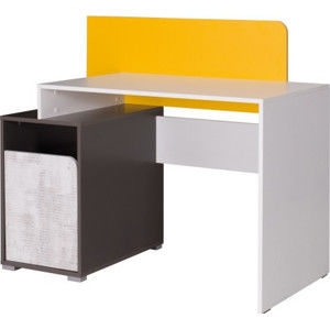 Tempo Kondela PC stůl MATEL B8 - bílá/šedý grafit/enigma/žlutá + kupón KONDELA10 na okamžitou slevu 3% (kupón uplatníte v košíku)