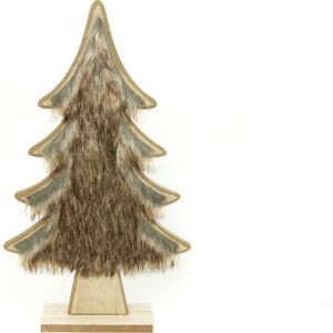 Autronic Stromeček s plyšem, vánoční dřevěná dekorace KLA458
