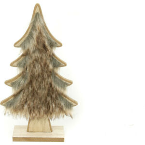 Autronic Stromeček s plyšem, vánoční dřevěná dekorace KLA459