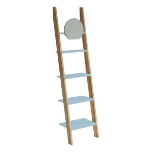 Světle tyrkysová dřevěná opěrná police se zrcadlem Ragaba Ashme Ladder