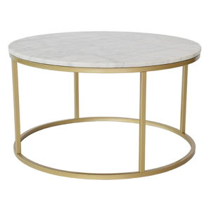 Mramorový konferenční stolek s konstrukcí v barvě mosazi RGE Accent, ⌀ 85 cm