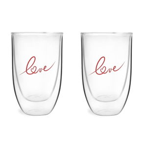 Sada 2 dvoustěných sklenic s potiskem Love Vialli Design, 350 ml