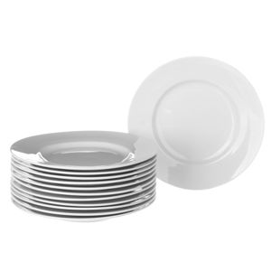 Sada 12 bílých porcelánových talířů Unimasa Elegant, průměr 26,7 cm