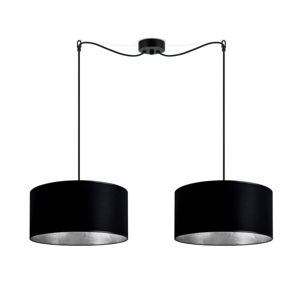Černé dvouramenné závěsné svítidlo s vnitřkem ve stříbrné barvě Sotto Luce Mika