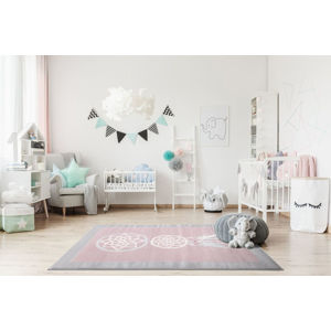 Forclaire Dětský koberec Lapač snů - růžovo-šedý
