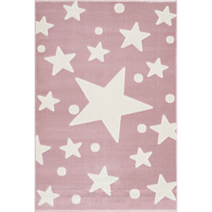 Forclaire Dětský koberec Hvězdy - růžovo-bílý 100x160 cm