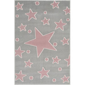 Forclaire Dětský koberec Hvězdy - šedo-růžový 120x180 cm