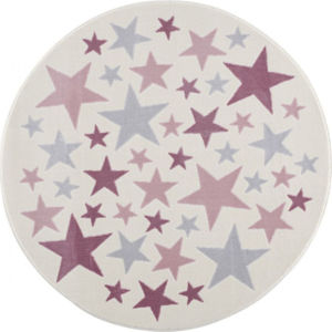 Forclaire Dětský koberec Stella Round - krémovo-růžový průměr 160 cm