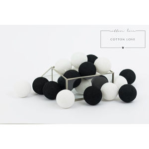 Forclaire Bavlněné svítící LED kuličky Cotton Balls - černo-bílé 35 kuliček