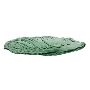 Zelený skleněný servírovací talíř Bahne & CO, 28 x 18 cm