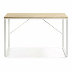 Bílý psací stůl s deskou v dřevěném dekoru La Forma Lisbet