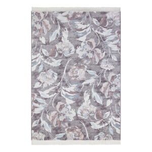 Šedý koberec s příměsí bavlny Nouristan Contemporary Flowers, 135 x 195 cm