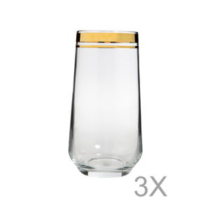 Sada 3 vysokých sklenic s okrajem zlaté barvy Mezzo Roma, 250 ml