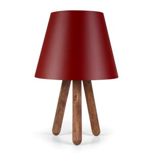 Červená stolní lampa s nohami z bukového dřeva Kira