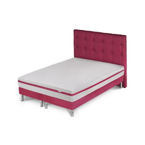 Růžová postel s matrací a dvojitým boxspringem Stella Cadente Pluton Saches, 180 x 200 cm