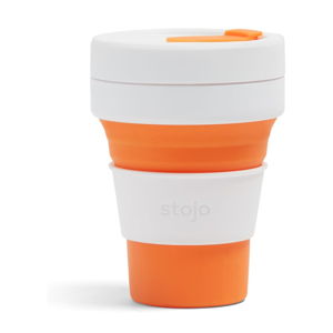 Bílo-oranžový skládací termohrnek Stojo Pocket Cup, 355 ml