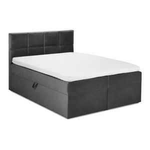 Tmavě šedá sametová dvoulůžková postel Mazzini Beds Mimicry, 180 x 200 cm