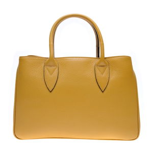 Žlutá kožená kabelka Anna Luchini, 23 x 34.5 cm
