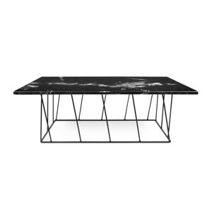Černý mramorový konferenční stolek s černými nohami TemaHome Helix, 75 x 120 cm