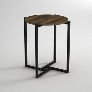 Odkládací stolek s deskou v dekoru ořechového dřeva Noce, ⌀ 49 cm