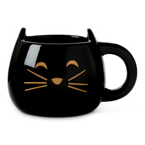 Černý keramický hrnek Tri-Coastal Design Kitty, 350 ml