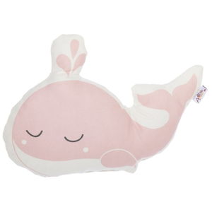 Růžový dětský polštářek s příměsí bavlny Apolena Pillow Toy Whale, 35 x 24 cm