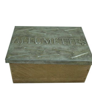 Úložný box ze dřeva s kovoým víkem Antic Line Allumettes