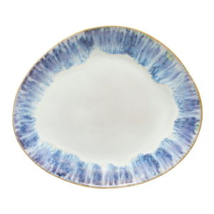 Bílo-modrý kameninový oválný talíř Costa Nova Brisa, ⌀ 27 cm