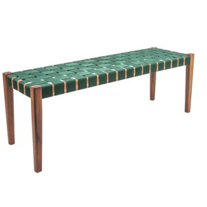 Zelená lavice z akáciového dřeva s nylonovým potahem Leitmotiv Weave