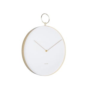 Bílé kovové nástěnné hodiny Karlsson Hook, ø 34 cm