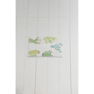 Bílo-zelená koupelnová předložka Tropica Cactus I, 60 x 40 cm