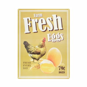 Hliníková cedule Esschert Design Fresh Eggs, 30,1 x 40,1 x 0,1 cm
