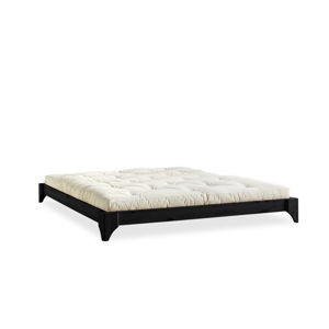 Dvoulůžková postel z borovicového dřeva s matrací Karup Design Elan Double Latex Black/Natural, 140 x 200 cm