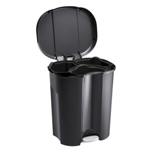 Černý pedálový odpadkový koš z recyklovaného plastu 25 l Trio - Rotho