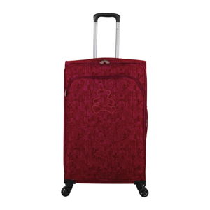 Fuchsiově růžové zavazadlo na 4 kolečkách Lulucastagnette Teddy Bear, 71 l