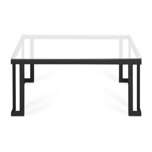 Bílý skleněný venkovní stůl v černém rámu Calme Jardin Cannes, 60 x 90 cm