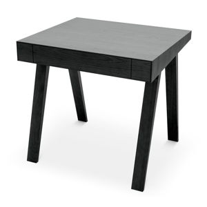 Černý stůl s nohami z jasanového dřeva EMKO, 80 x 70 cm