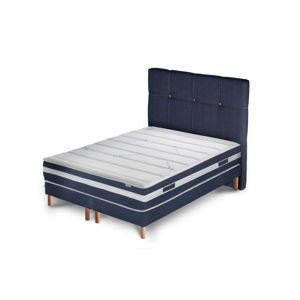 Tmavě modrá postel s matrací a dvojitým boxspringem Stella Cadente Maison Venus, 180 x 200  cm