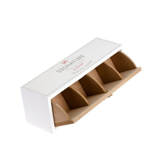 Bílá devěná krabička na čaj se 3 přihrádkami Dakls, 30 x 10,5 cm