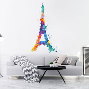 Nástěnná samolepka Ambiance Wall Decal Eiffel Tower Design Watercolor, 70 x 40 cm
