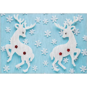 Koberec Vitaus Christmas Period Deers Azuro, 50 x 80 cm