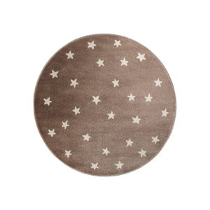 Hnědý kulatý koberec s hvězdami KICOTI Stars, ø 80 cm