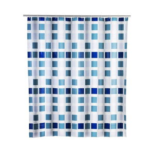 Modrý sprchový závěs Wenko Mosaic, 180 x 200 cm