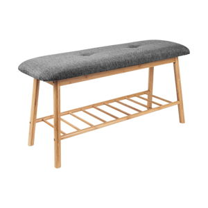 Bambusová lavice s tmavě šedým sedákem Leitmotiv Bench