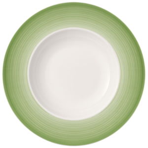 Zeleno-bílý hluboký talíř z porcelánu Villeroy & Boch Colourful Life, 30 cm