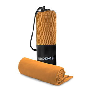 Set oranžové rychleschnoucí osušky a ručníku DecoKing EKEA, 70 x 140 cm + 30 x 50 cm