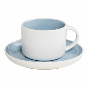 Bílo-modrý porcelánový hrnek s podšálkem Maxwell & Williams Tint, 240 ml
