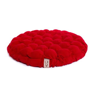 Červený sedací polštářek s masážními míčky Linda Vrňáková Bloom, Ø 65 cm